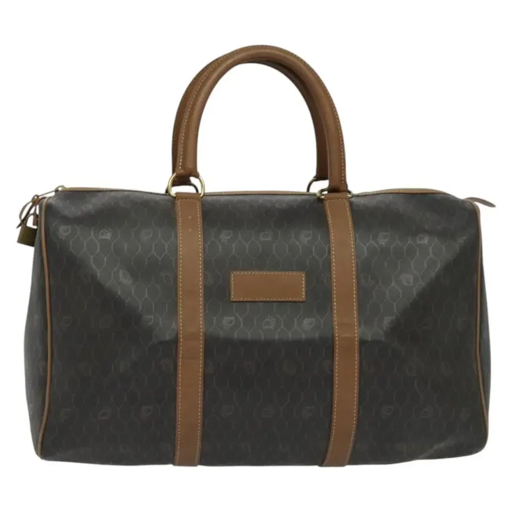DIOR Honeycomb Canvas Boston Bag Pvc Black Gold